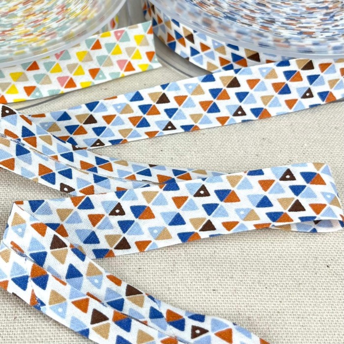 Biais coton imprimé yzo 20mm bleu