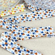 Biais coton imprimé yzo 20mm bleu