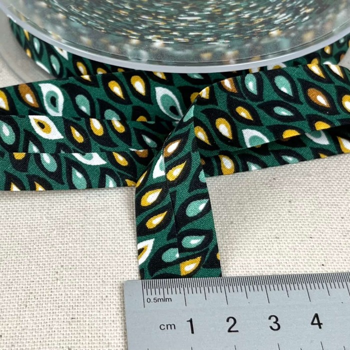 Biais coton imprimé floriane 20mm vert