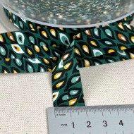 Biais coton imprimé floriane 20mm vert