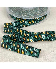 Biais coton imprimé floriane 20mm vert