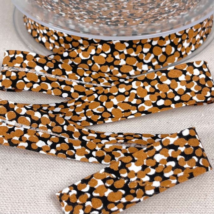 Biais coton imprimé leo 20mm marron