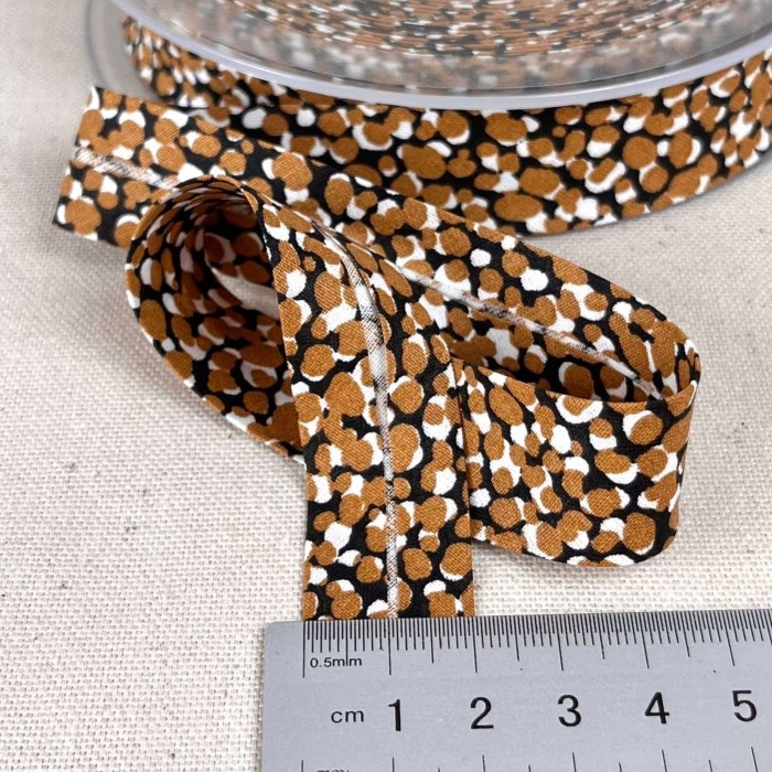 Biais coton imprimé leo 20mm marron
