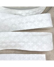 Biais coton imprimé croix 20mm blanc Biais coton imprimé croix 20mm blanc