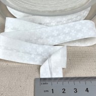 Biais coton imprimé croix 20mm blanc Biais coton imprimé croix 20mm blanc