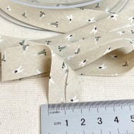 Biais coton imprimé fleurs ery 20mm beige Biais coton imprimé fleurs ery 20mm beige
