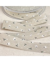 Biais coton imprimé fleurs ery 20mm beige Biais coton imprimé fleurs ery 20mm beige