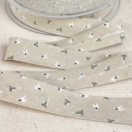 Biais coton imprimé fleurs ery 20mm beige Biais coton imprimé fleurs ery 20mm beige