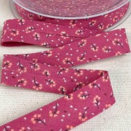 Biais coton imprimé fleurs 20mm fuchsia Biais coton imprimé fleurs 20mm fuchsia