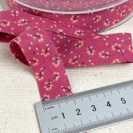 Biais coton imprimé fleurs 20mm fuchsia Biais coton imprimé fleurs 20mm fuchsia
