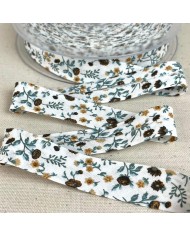 Biais coton imprimé floral 20mm vert Biais coton imprimé floral 20mm vert