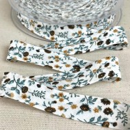 Biais coton imprimé floral 20mm vert Biais coton imprimé floral 20mm vert