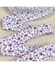 Biais coton imprimé petite fleurs 20mm violette Biais coton imprimé petite fleurs 20mm violette