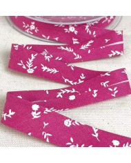 Biais coton imprimé petite fleurs 20mm fuchsia Biais coton imprimé petite fleurs 20mm fuchsia
