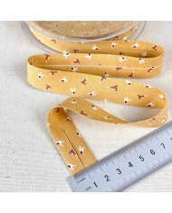 Biais coton imprimé petite fleurs 20mm jaune Biais coton imprimé petite fleurs 20mm jaune
