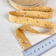 Biais coton imprimé petite fleurs 20mm jaune Biais coton imprimé petite fleurs 20mm jaune