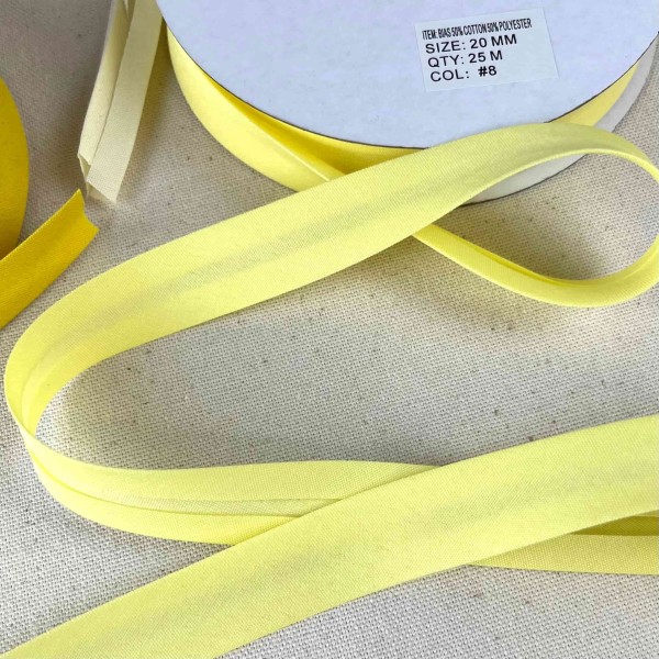 Biais coton polyester 20mm jaune Biais coton polyester 20mm jaune