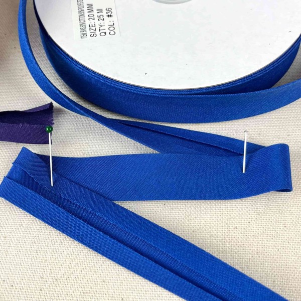 Biais coton polyester 20mm bleu Biais coton polyester 20mm bleu