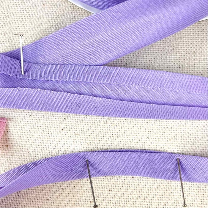 Biais coton polyester 20mm violet pastel