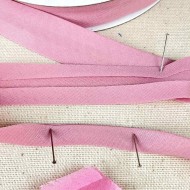 Biais coton polyester 20mm rose pâle Biais coton polyester 20mm rose pâle