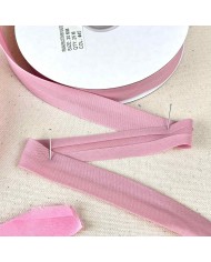 Biais coton polyester 20mm rose pâle