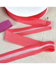 Biais coton polyester petit pois 20mm rouge