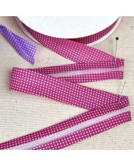 Biais coton polyester petit pois 20mm fuchsia