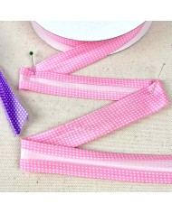 Biais coton polyester petit pois 20mm rose