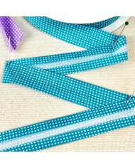 Biais coton polyester petit pois 20mm turquoise
