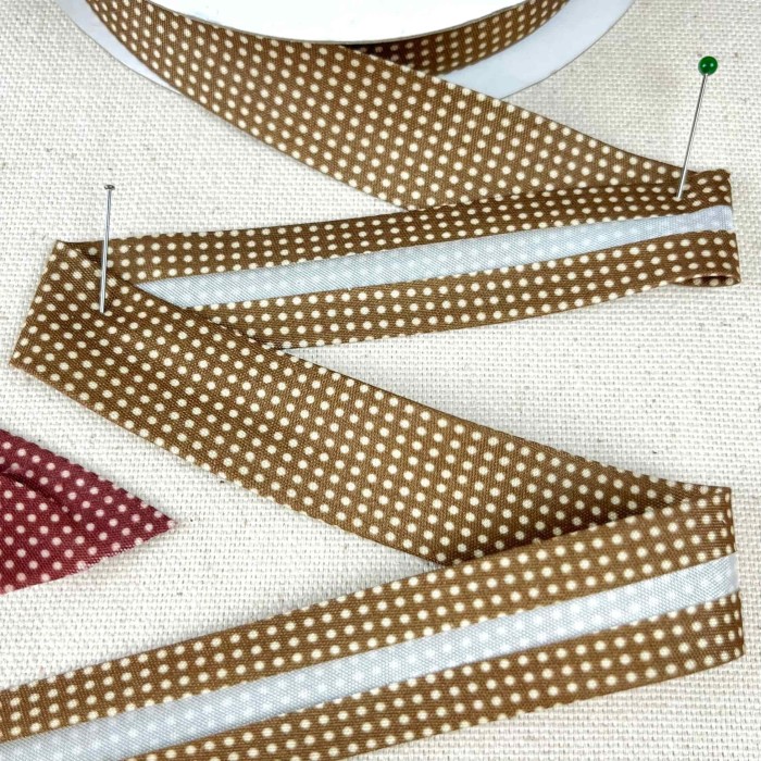 Biais coton polyester petit pois 20mm vert