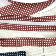 Biais coton polyester petit pois 20mm marron