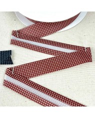 Biais coton polyester petit pois 20mm marron