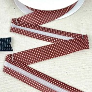 Biais coton polyester petit pois 20mm marron