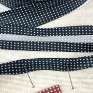 Biais coton polyester petit pois 20mm noir