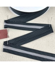 Biais coton polyester petit pois 20mm noir
