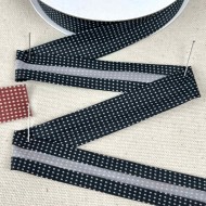 Biais coton polyester petit pois 20mm noir