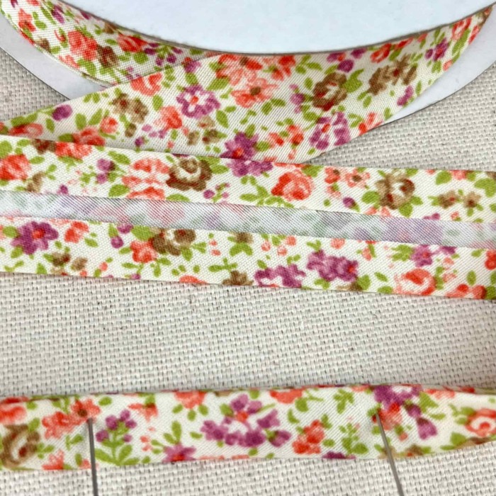 Biais coton polyester rose 20mm printemps