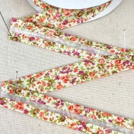 Biais coton polyester rose 20mm printemps