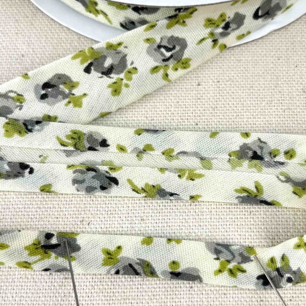Biais coton polyester rose 20mm vert Biais coton polyester rose 20mm vert