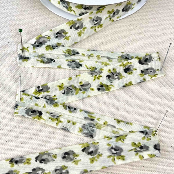 Biais coton polyester rose 20mm vert Biais coton polyester rose 20mm vert