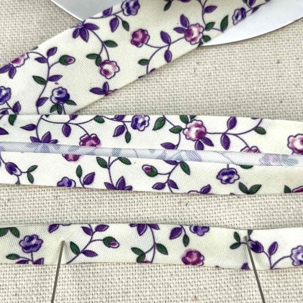Biais coton polyester rose 20mm violet Biais coton polyester rose 20mm violet