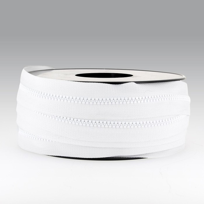 Fermeture éclair au mètre sans curseur blanc