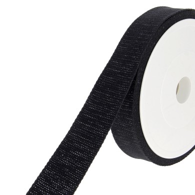 Sangle coton scintillante 30mm noir Sangle coton scintillante 30mm noir