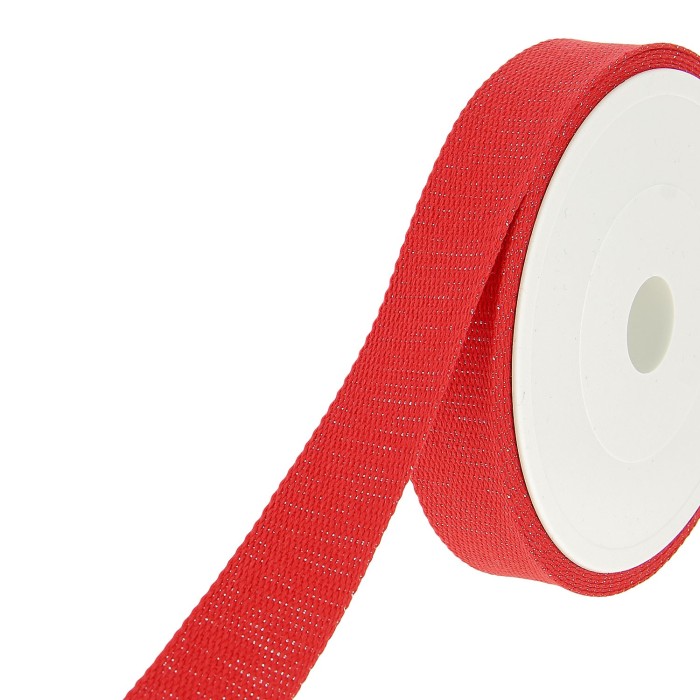 Sangle coton scintillante 30mm rouge Sangle coton scintillante 30mm rouge