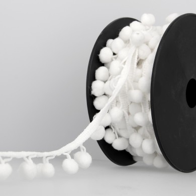 Galon pompon 10mm blanc Galon pompon 10mm blanc