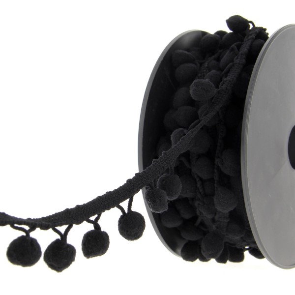 Galon pompon 10mm noir Galon pompon 10mm noir