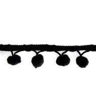 Galon pompon 10mm noir