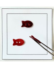 Bouton nacre poisson rouge Bouton nacre poisson rouge
