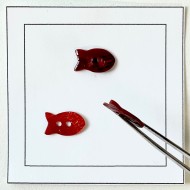 Bouton nacre poisson rouge