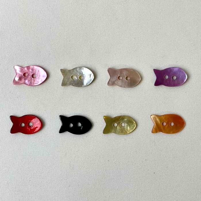 Bouton nacre poisson rouge